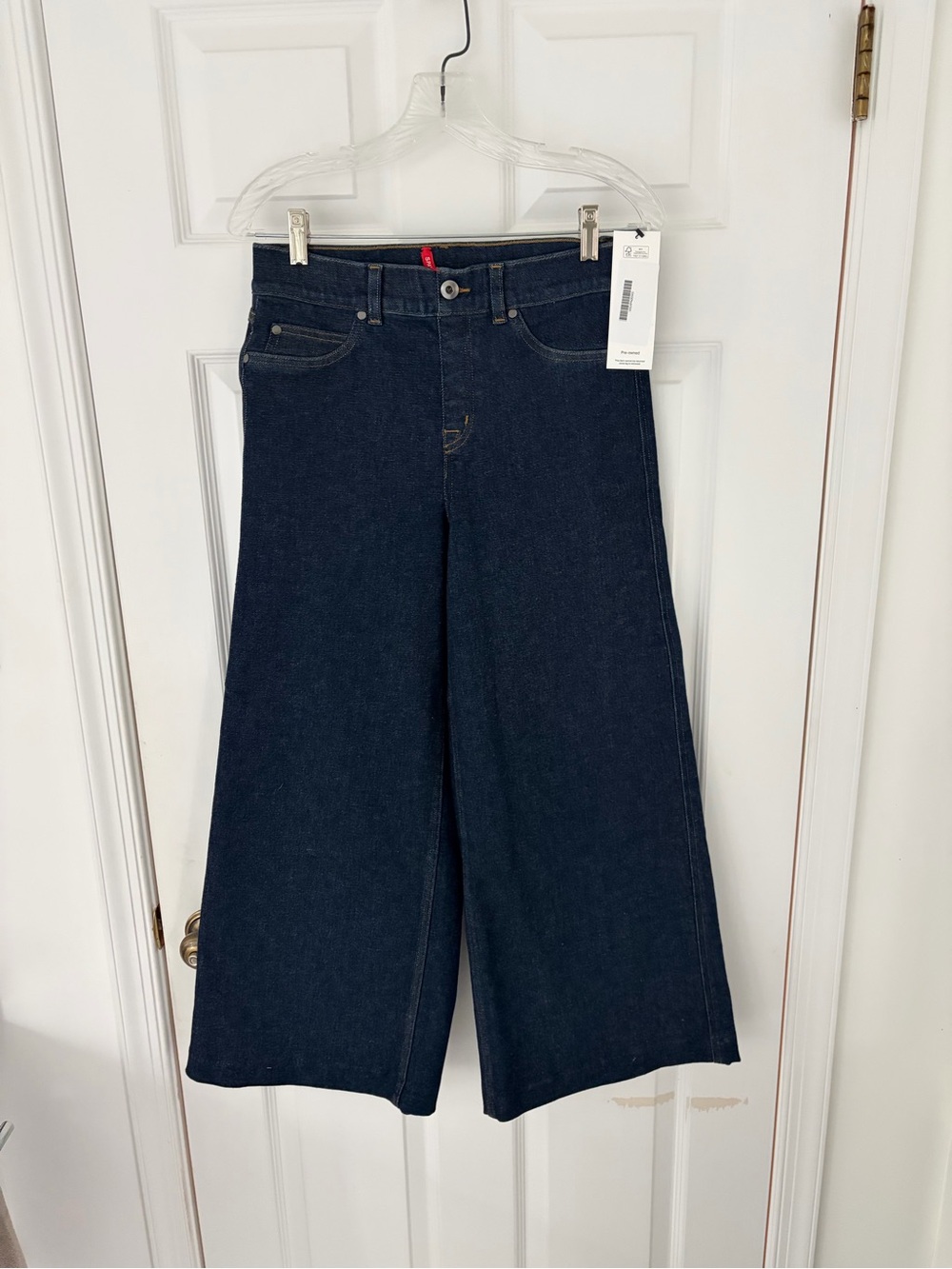 SPANX Pull-On Dark Blue Wide-Leg Jeans